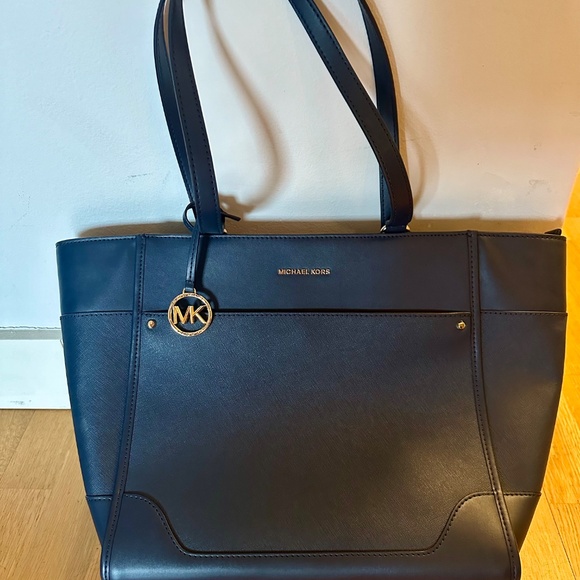 Michael Kors Harrison Large Leather Tote Bag Navy - Picture 4 of 6